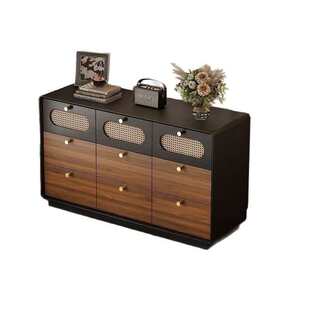 卧室斗柜储物柜实木黑胡桃色床尾收纳柜八九斗柜大容量多抽复古风