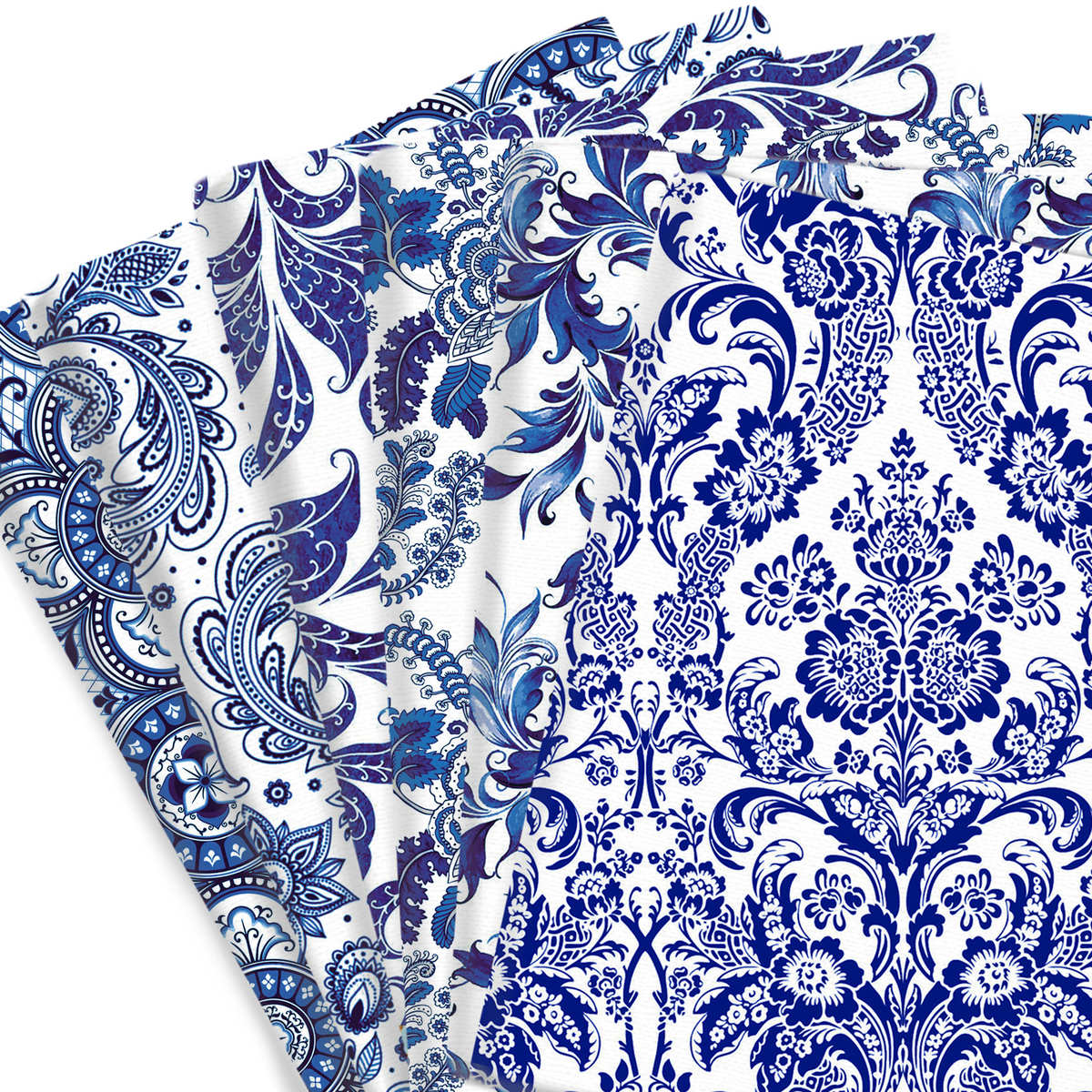 蓝色花中国风印花涤棉或全涤帆布防水布手工拼布包包面料1Yc35627