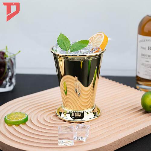 不锈钢卷薄荷朱丽普杯304欧标珠珠红酒杯厂家直供莫吉托鸡尾酒杯