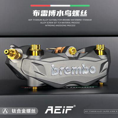 AEIF钛合金TC4螺丝适用布雷博水鸟卡钳螺丝套装M10一体油管排气嘴