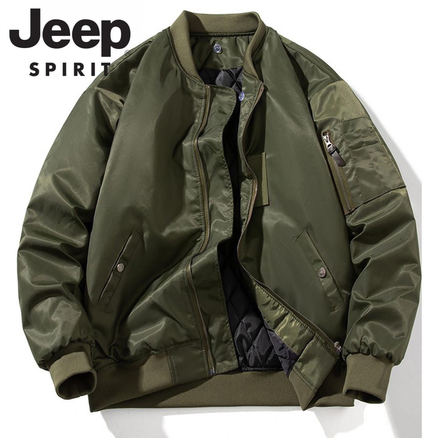 JEEP SPIRIT飞行员夹克外套男春秋季新款加棉加厚男士棒球服棉服
