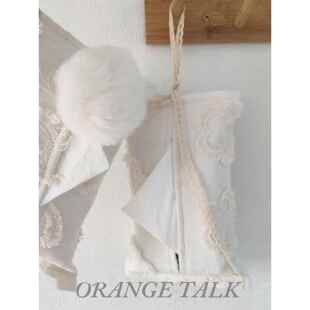 法式纯棉蕾丝重工刺绣纸巾袋绑带可车载悬挂布艺双层纸巾盒客厅桌