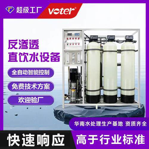 1T反渗透水处理设备双级纯水工业超纯水RO软化水直饮水效