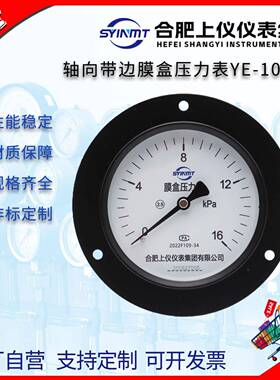 合肥上仪轴向带边膜盒压力表YE100ZT微压表背接式法兰安装边kpa表