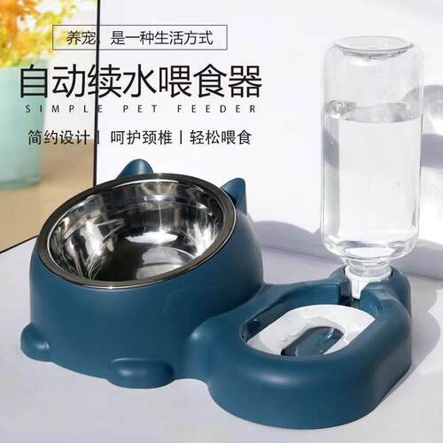 狗盆狗碗防打翻猫碗双碗自动饮水保护颈椎猫食盆泰迪食盆宠物用品