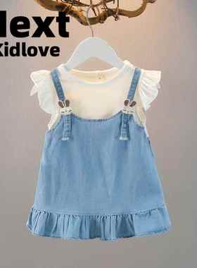英国NEXT KIDLOVE女童夏季连衣裙2025新款牛仔裙夏装小女孩公主裙