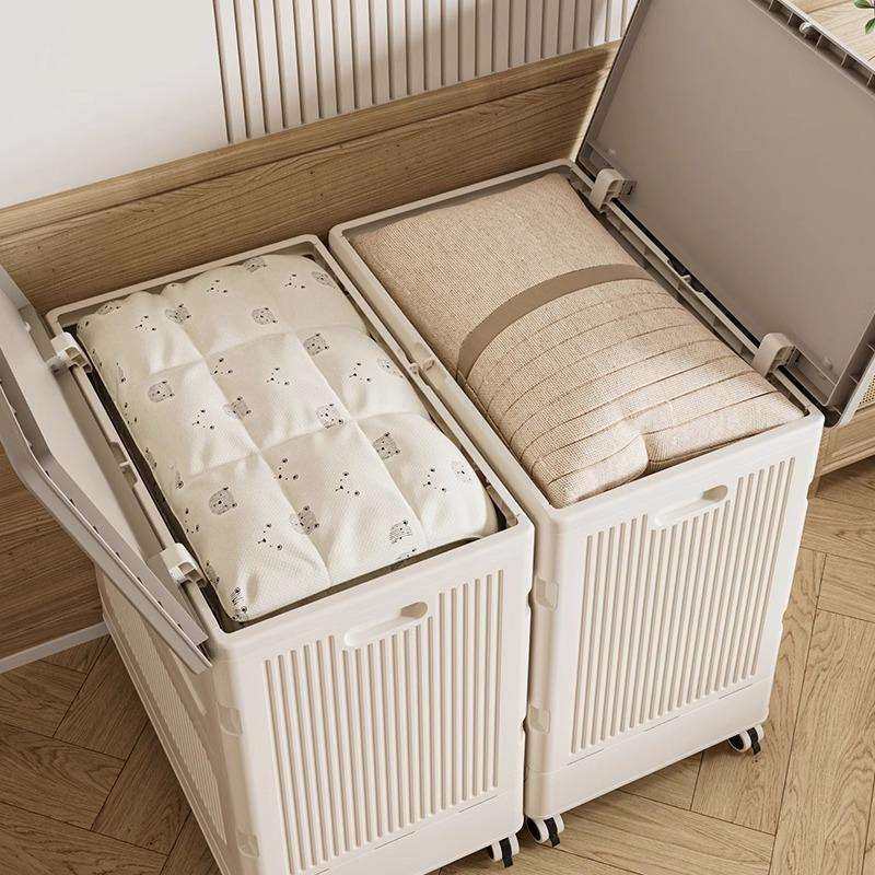 衣服收纳箱大容量家用翻盖带滑轮可折叠筐衣物整理被子储物柜
