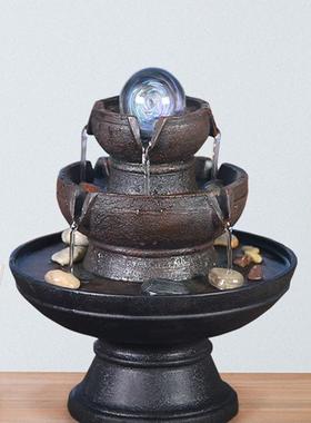 水摆件客面环厅轻奢小型喷泉循水办公室桌生财流风F98JT6MJ水轮装