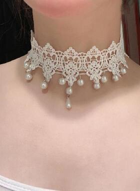 颈部疤痕覆盖白色蕾丝假领装饰颈部围巾覆盖颈部图案颈部覆盖蕾丝