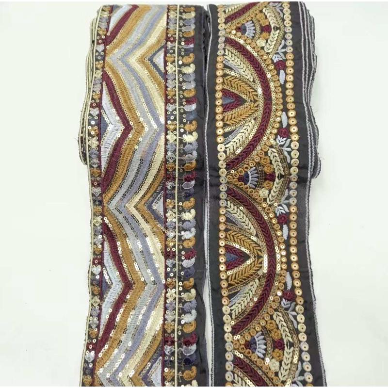 新款电脑刺绣花边民族风花边辅料厂家批发腰封涤纶木吉他背带肩带