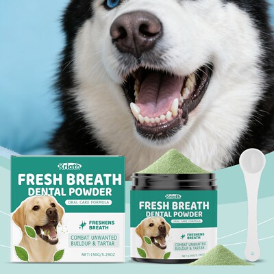 Kriath Dog Tooth Cleaning Powder - Gentle Oral Hygiene for F