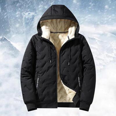 A 31005 Fleece Jacket Men Winter Hooded Warm Coat 羊羔绒连帽