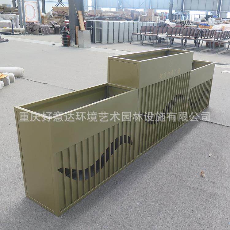 新款户外不锈钢花盆简约落地式铁艺花箱商场售楼部外摆组合花钵