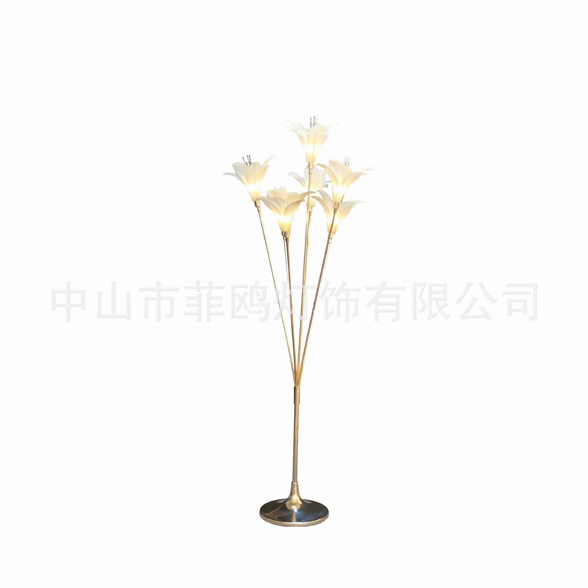 新款婚庆金色道具发光百合花森系婚礼舞台背景装饰迎宾区路引摆件