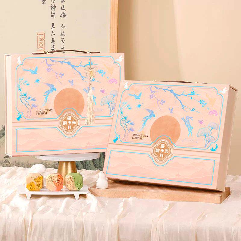 正品广式月饼流心五仁双拼桃山皮冰皮蛋黄莲蓉中秋节日厂家礼盒装