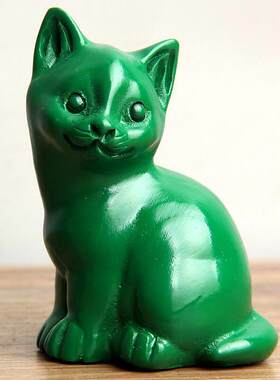 东阳木雕实木桃木小猫木质紫黑红金绿色招财猫工艺礼品摆饰中式可