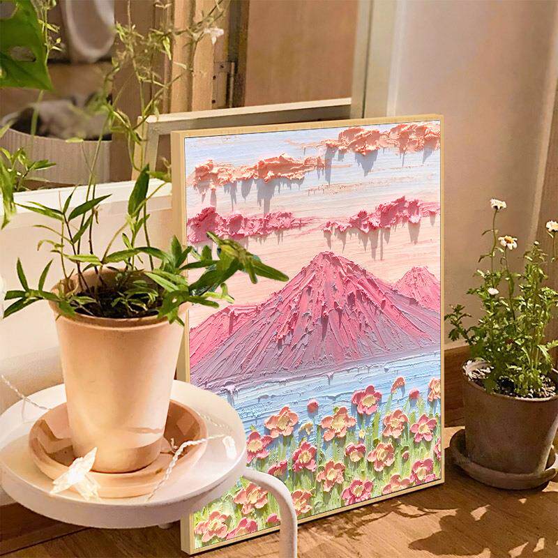 肌理画diy材料立体石英砂丙烯数字油画粉色沙滩手工画画彩画