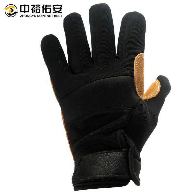 黄色牛皮险救800抢户援外战手套加厚攀岩手套绳降索降术滑降训练