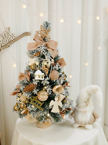christmas tree圣诞装饰金色积雪圣诞树小型桌上家用品质感