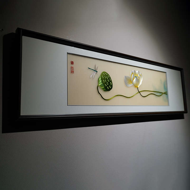 客厅沙发背景墙装饰画高端轻奢纯手工刺绣艺术苏绣新中式成品挂画图片