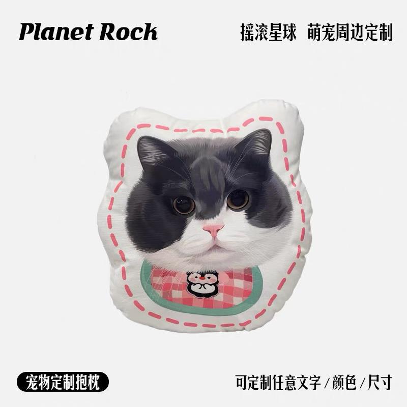 摇滚星球私宠定制宠物插画手绘周边抱枕异形方短绒柔软可拆卸猫狗