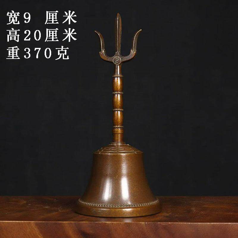 古董文玩纯铜紫铜三清铃手摇铃桌面摆件道家法器覆古老物件真品