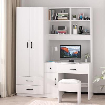 9C掌上明珠书桌衣柜一体小户型儿童带电脑书柜加书架组合柜子书台