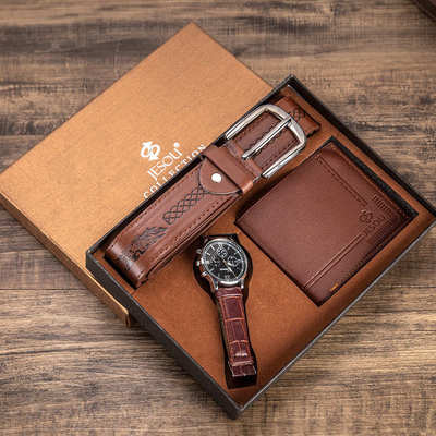 Exquisite gift box watch wallet belt set for Men boyfriend