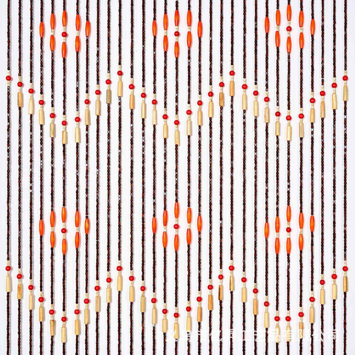 三浪带红波竹木珠门帘实木木珠珠卧帘室房间隔断帘子复古8008中式