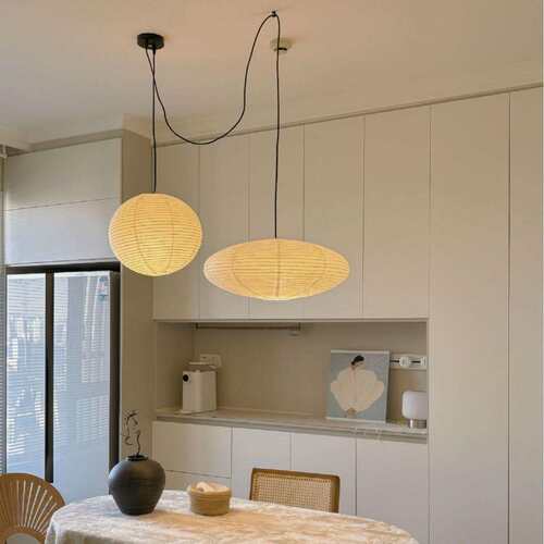 野口勇纸灯卧室餐厅民宿客厅服装店圆球宣纸吊灯纸灯笼仿竹丝吊灯