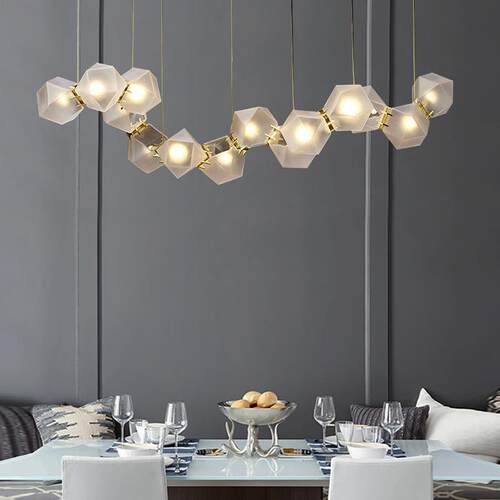 北欧设计师店铺收银台前台玻璃长条形吊灯服装店餐厅餐桌吧台吊灯