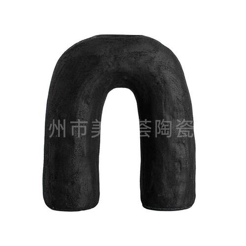 U形陶瓷花瓶ins风莫兰迪彩绘个性工艺品摆件手工花瓶装饰品