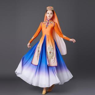 高档新疆舞蹈演族出服演服族裙子表马甲裙少维数民服维吾尔族回族