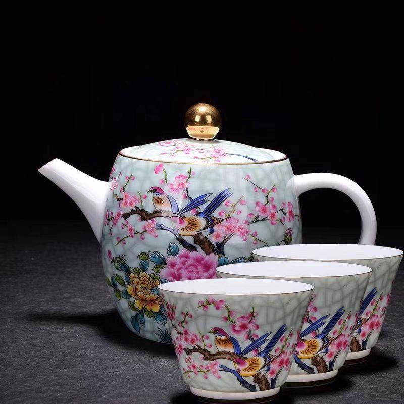 景德镇陶瓷景德镇珐瑯彩陶瓷彩绘茶壶功夫茶具套组手工家用精品茶