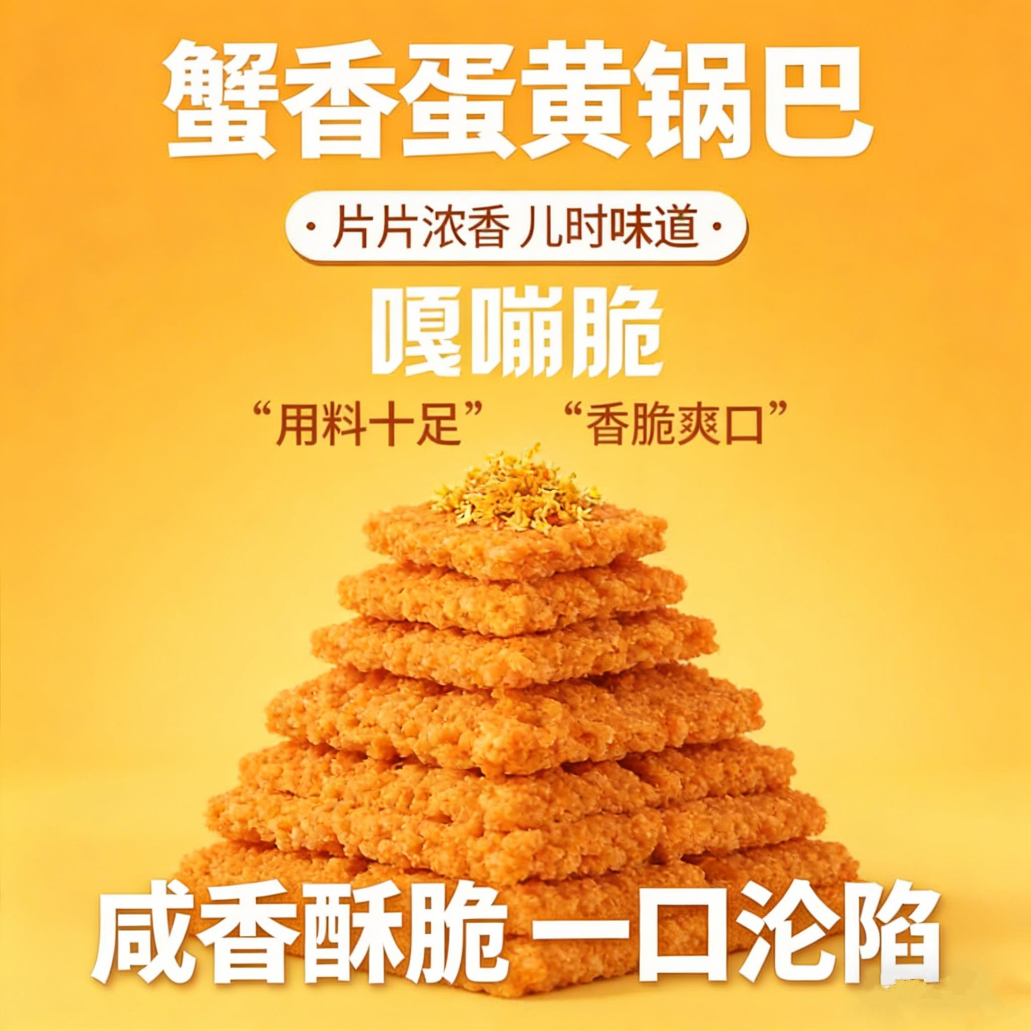 蟹黄锅巴网红双面咸蛋黄糯米锅巴蟹黄独立包装休闲小零食追剧解馋