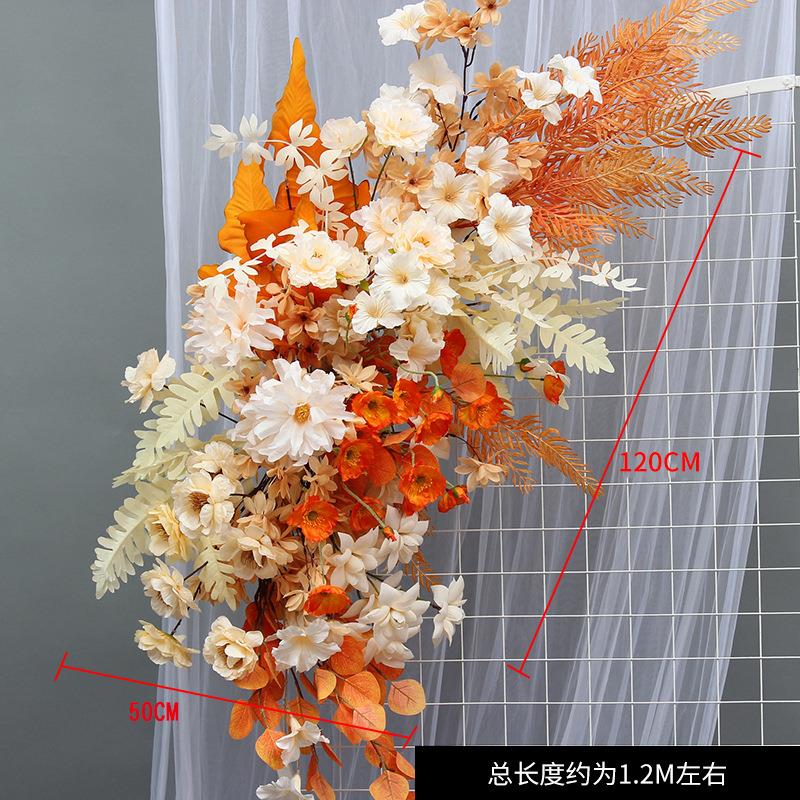 庆U型挂花IKU屏风花艺蓝色仿真花婚礼饰花装成排品花艺拱婚门挂花
