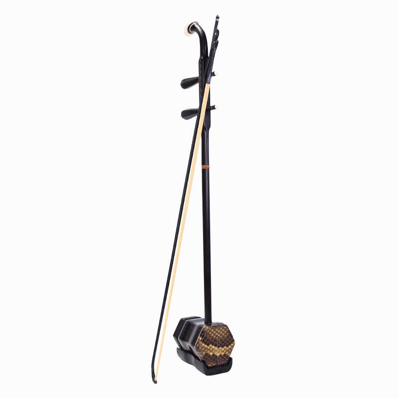 黑檀二胡 民族乐器厂家老黑檀浮雕素杆银丝二胡初学演奏 二胡批发