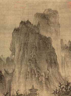 正品北宋李成晴萧寺图》山水国 画艺术微喷《装饰画 画56X111.4覆