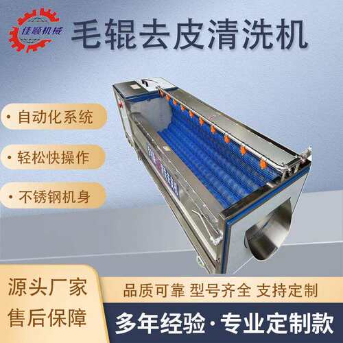 大姜清洗毛辊去皮机 水萝卜去取清洗机 毛辊清洗去皮一体机
