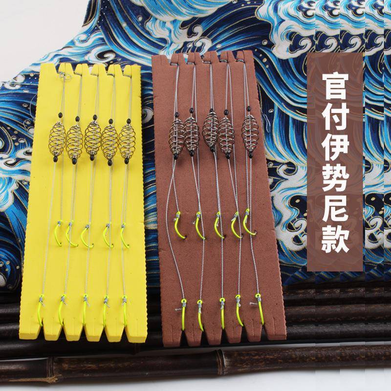 傲湖鲢鳙大弹簧双钩荧光防缠绕伊势尼鲢鳙钓组弹簧防炸线钩钓鱼钩