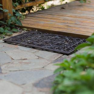 欧饰式复GXY古铸铁垫入户门廊泥脚垫花园刮别地墅装摆件户外门垫