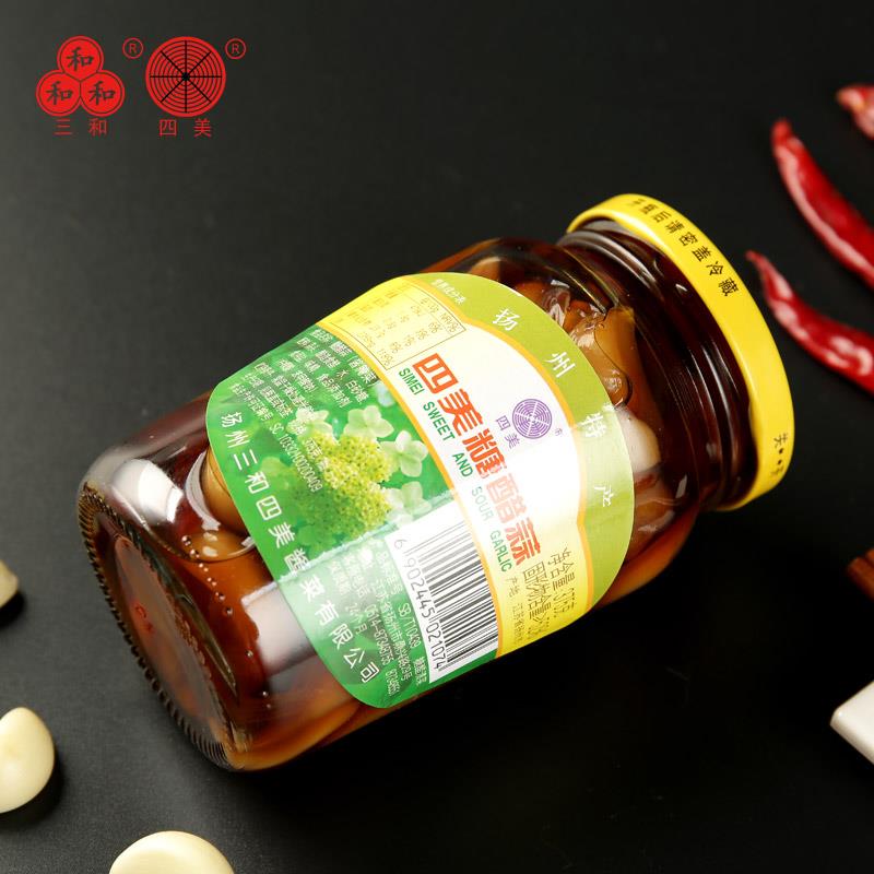 三和四美糖醋蒜375g瓶装大蒜头小咸菜扬州特产酱菜下饭菜自制糖蒜
