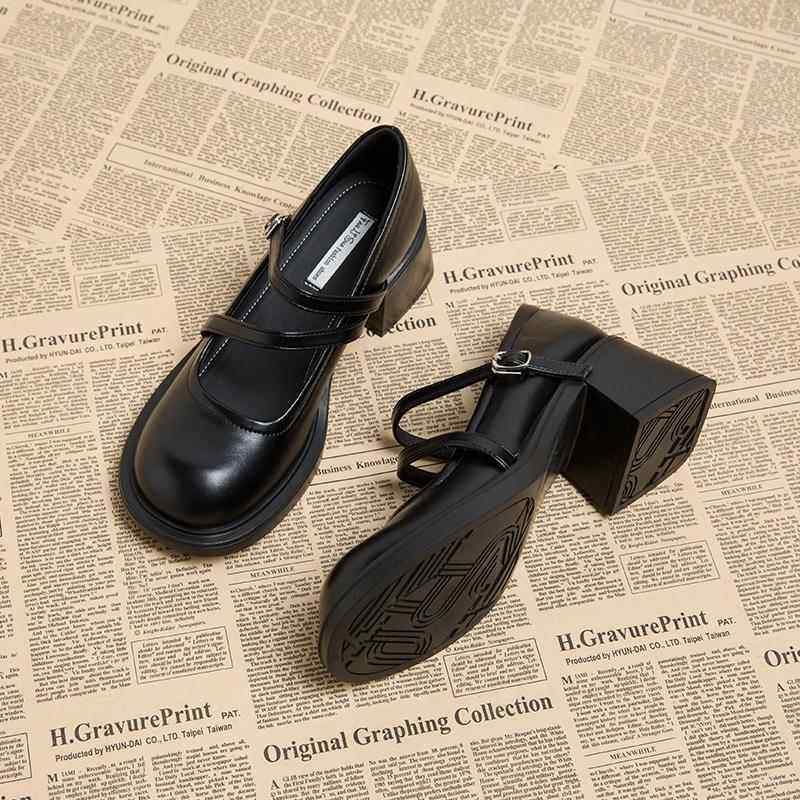 版女鞋2026春季新款法国玛丽简女鞋平底鞋厚跟高跟小皮鞋0126w,女鞋,浅口单鞋,淘宝优惠券,粉丝福利购,淘宝优惠卷