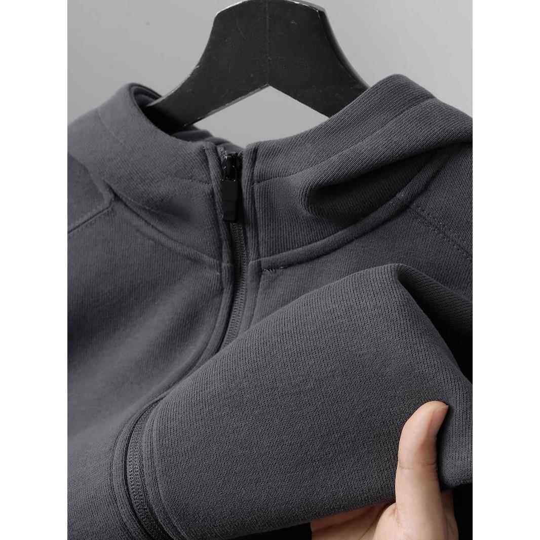 MAROLIO~时尚轻松驾驭！休闲连帽开衫卫衣男秋冬加绒百搭纯色外套