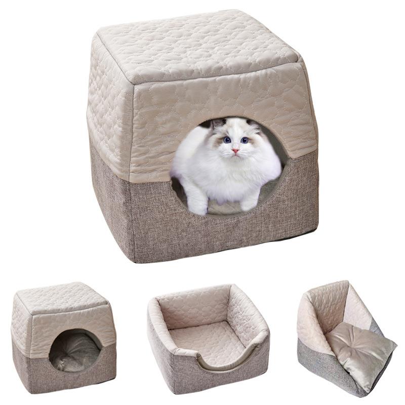 新品冬暖夏凉感多用猫屋小型犬宠物窝半封闭式猫窝四季可用