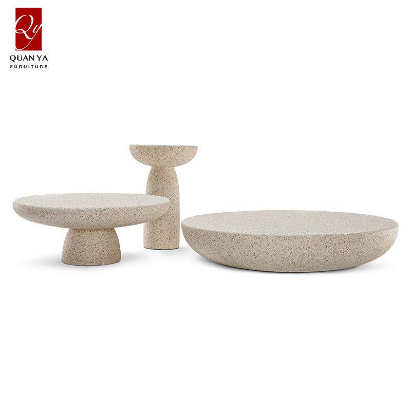 北欧玻璃钢客厅茶几现代简约户外仿石圆茶几创意沙发边几咖啡桌子
