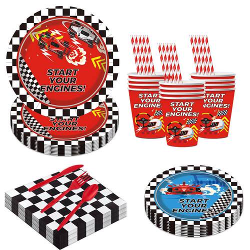 赛车主题派对装扮用品纸盘纸杯 Cars Birthday Paper Plates Cups