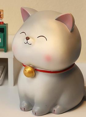 小猫储蓄罐轻奢少女心ins简约办公室桌面存钱罐家居装饰摆件礼物