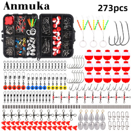 跨境 273件钓鱼小配件套装球形浮漂路亚海钓矶钓转环曲柄钩
