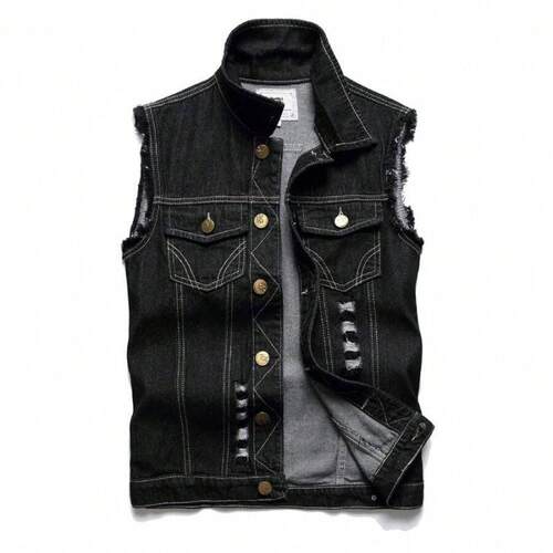 O 67342 Korean slim denim men's vest 韩版修身牛仔马甲
